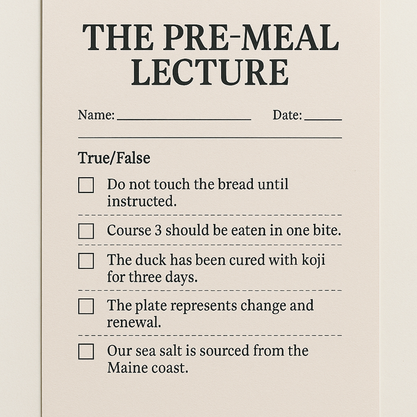 The Pre-Meal Lecture