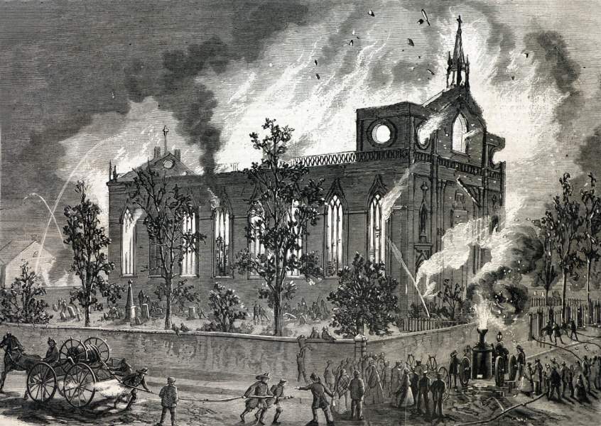 Ruins of Old St. Patrick's Cathedral New York 1866