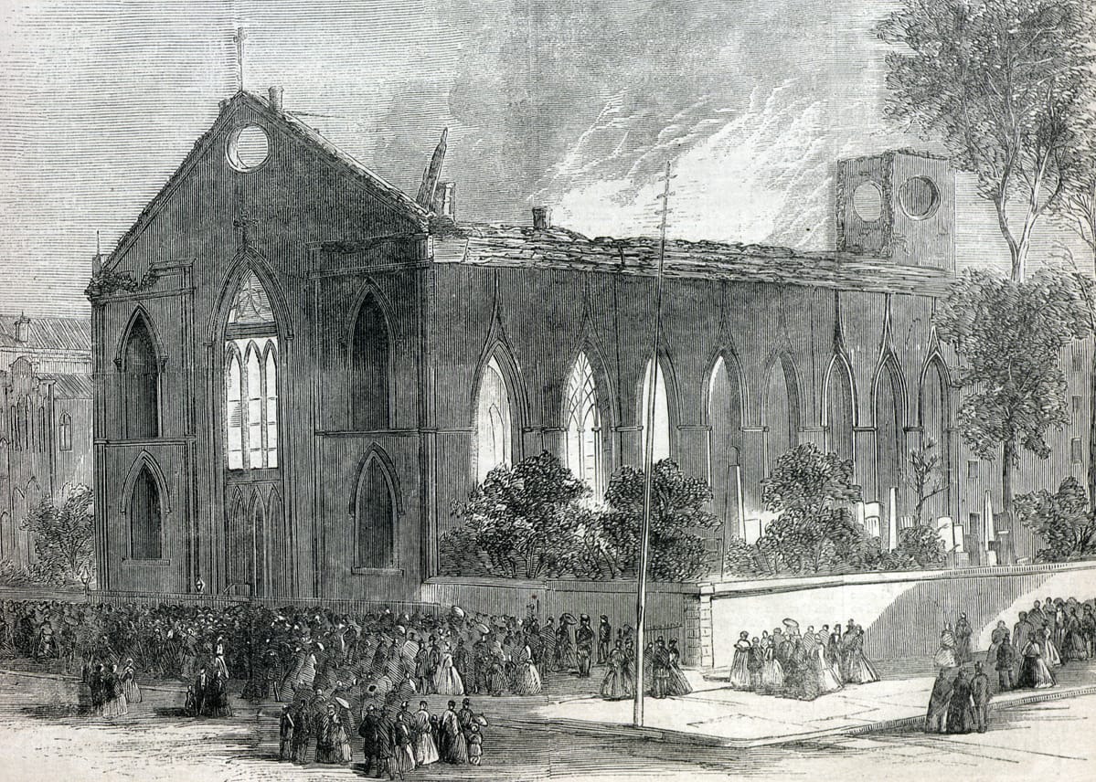 Burning of Old St. Patrick's Cathedral New York 1866