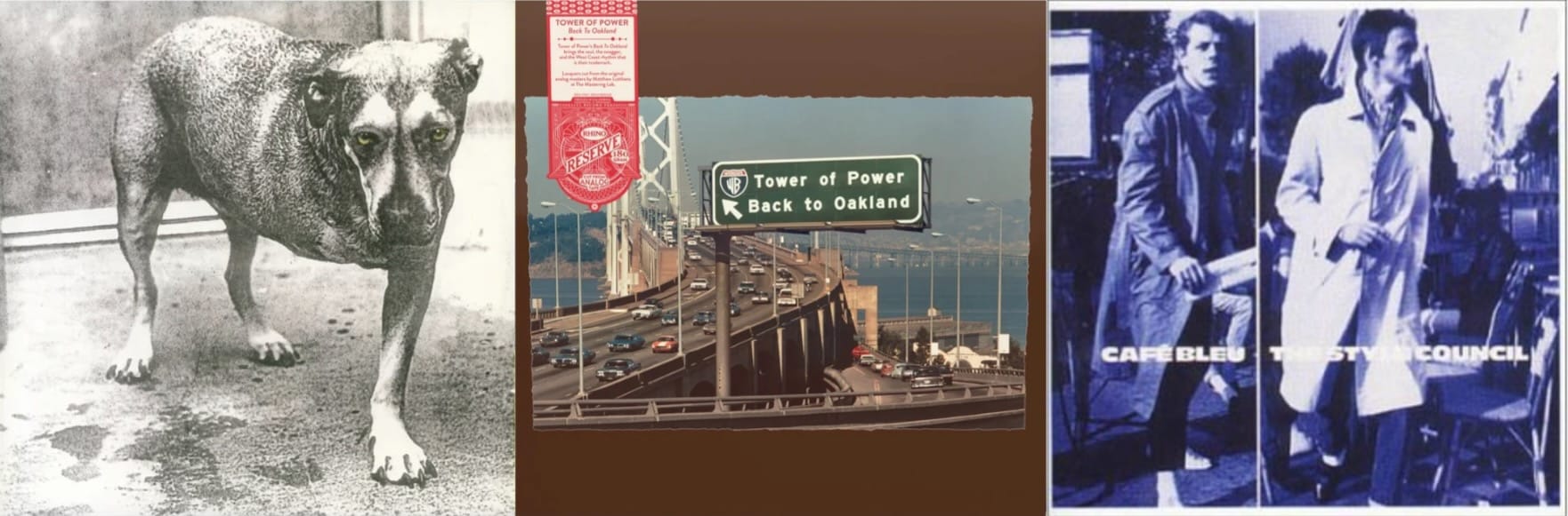 Cover art for Alice in Chains, Tower of Power, and the Style Council.