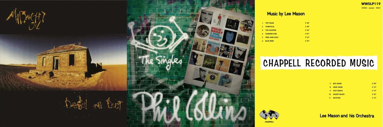 Cover art Midnight Oil, Phil Collins, and Lee Mason.