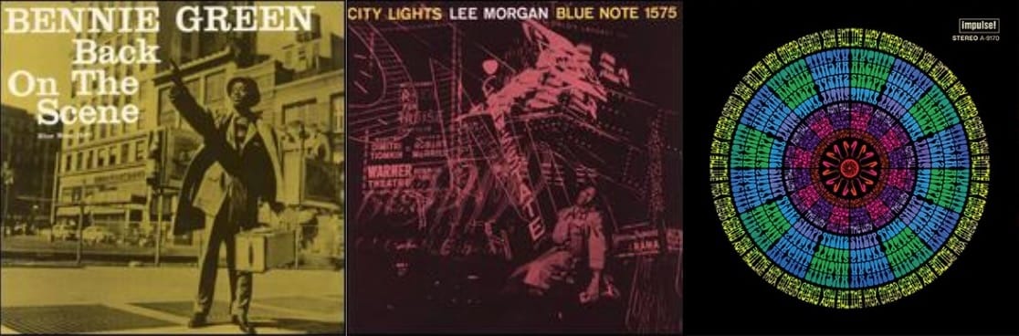 Cover art for Bennie Green, Lee Morgan, and Archie Shepp.