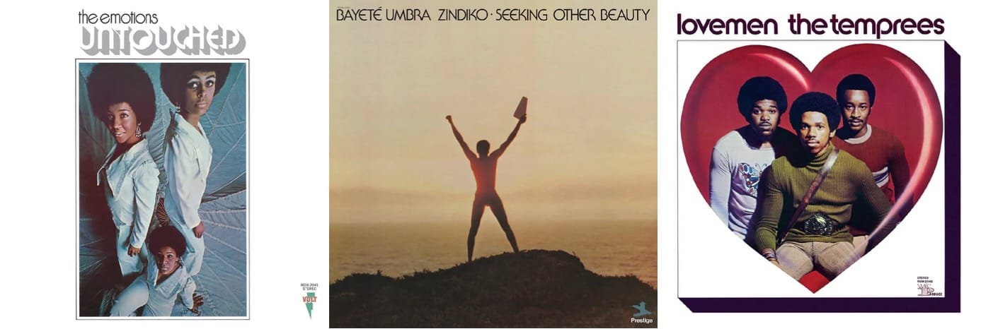 Cover art for the Emotions, Bayeté, and the Temprees.