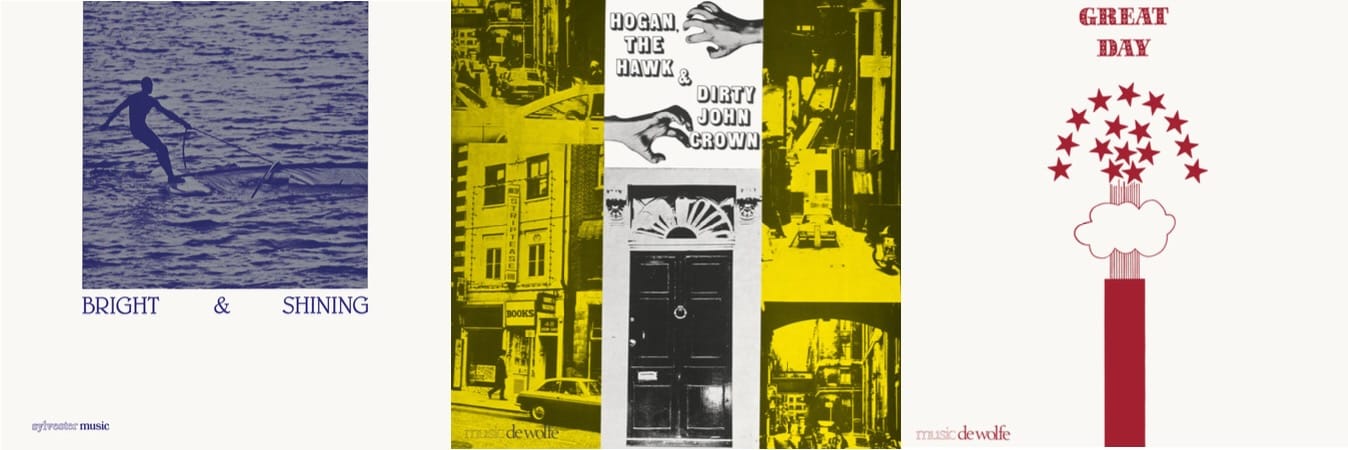 Cover art for Barbara Moore, Hogan, Hawk, and the Dirty John Crown, and Simon Haseley and Peter Reno.