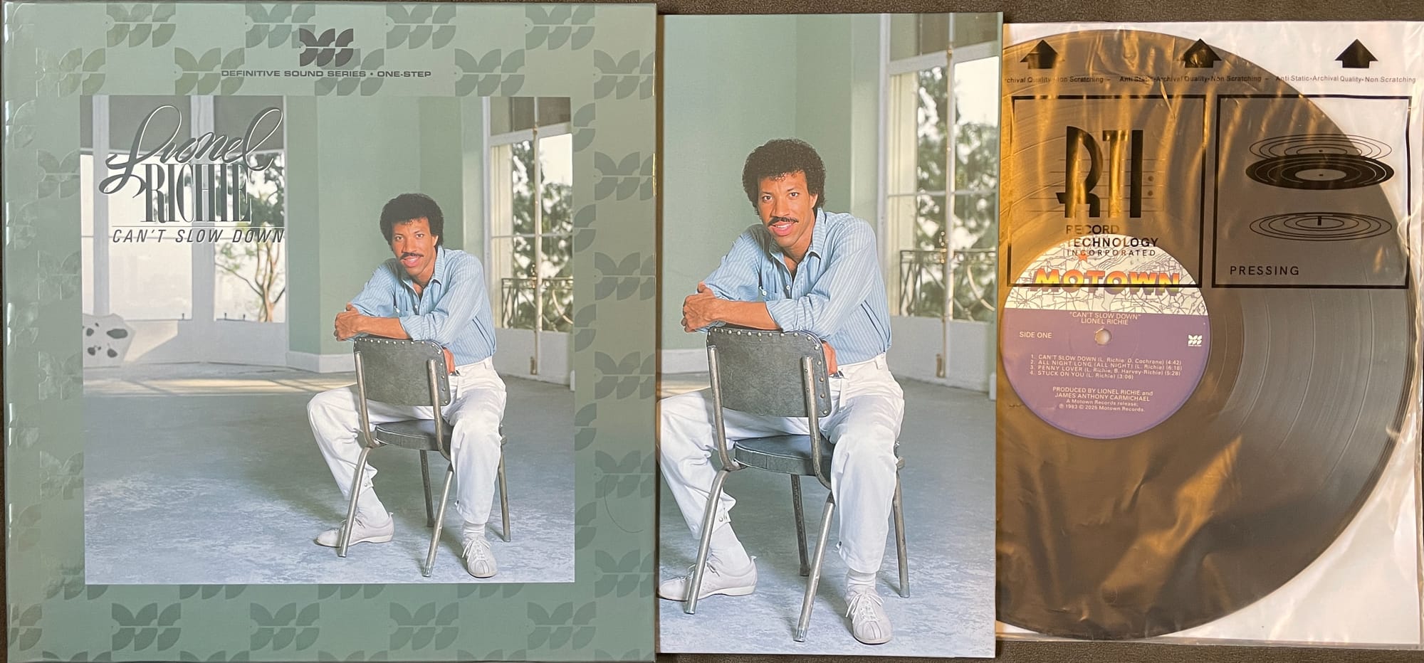 Slipcase, jacket, and disc for Can't Slow Down.