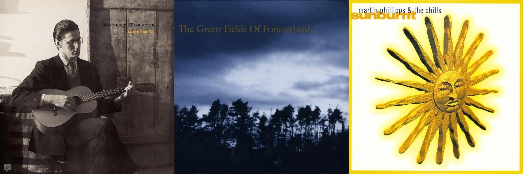 covers for Robert Forster, Gentle Waves, and Chills albums