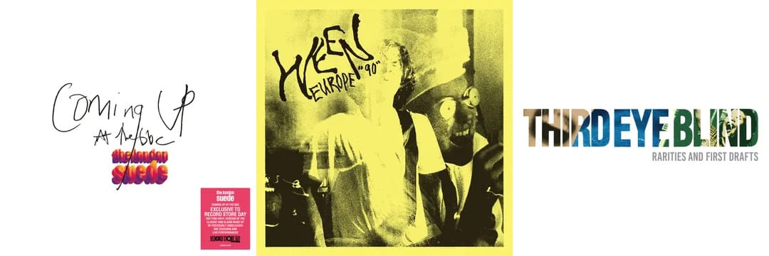 covers for London Suede, Ween, and Third Eye Blind albums