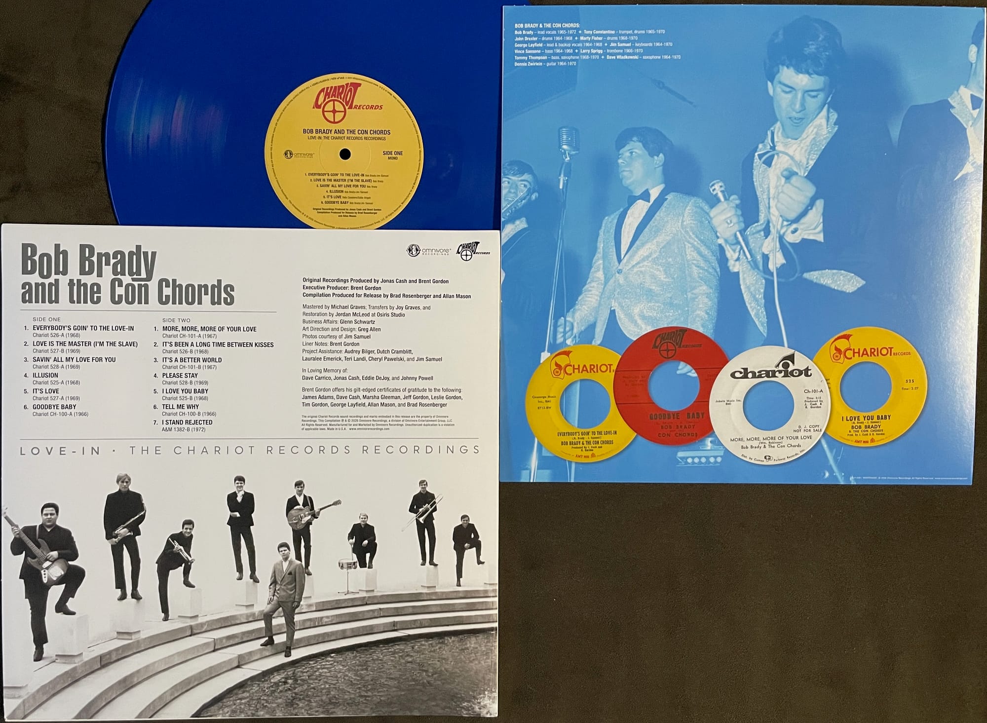 Back cover, disc, and inner sleeve for Bob Brady and the Con Chords.