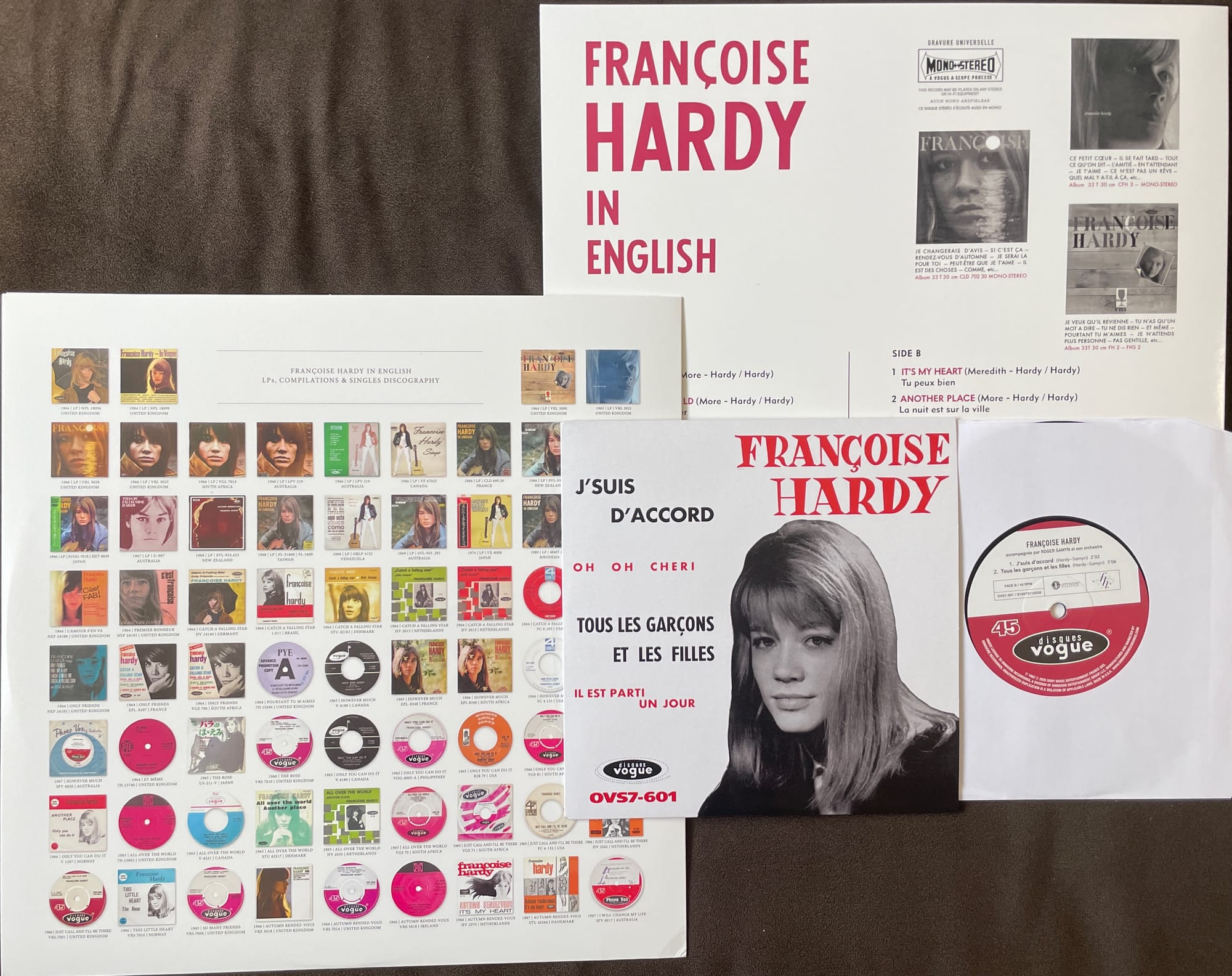 Back cover, inner sleeve, and bonus EP for Françoise Hardy.