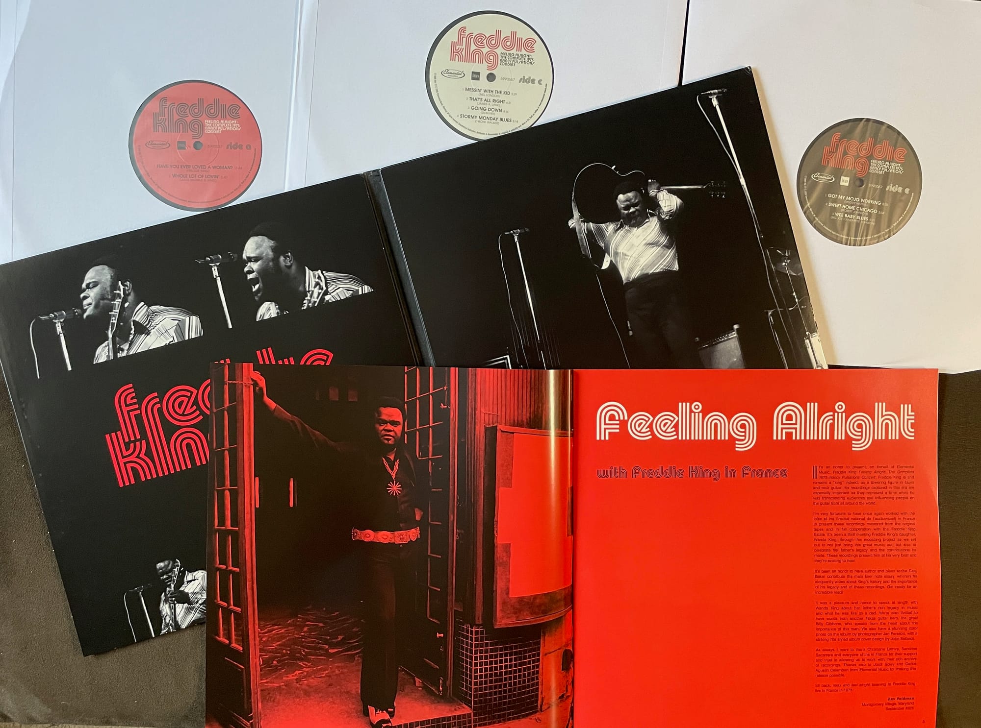 Inner gatefold, booklet, and discs for Freddie King.