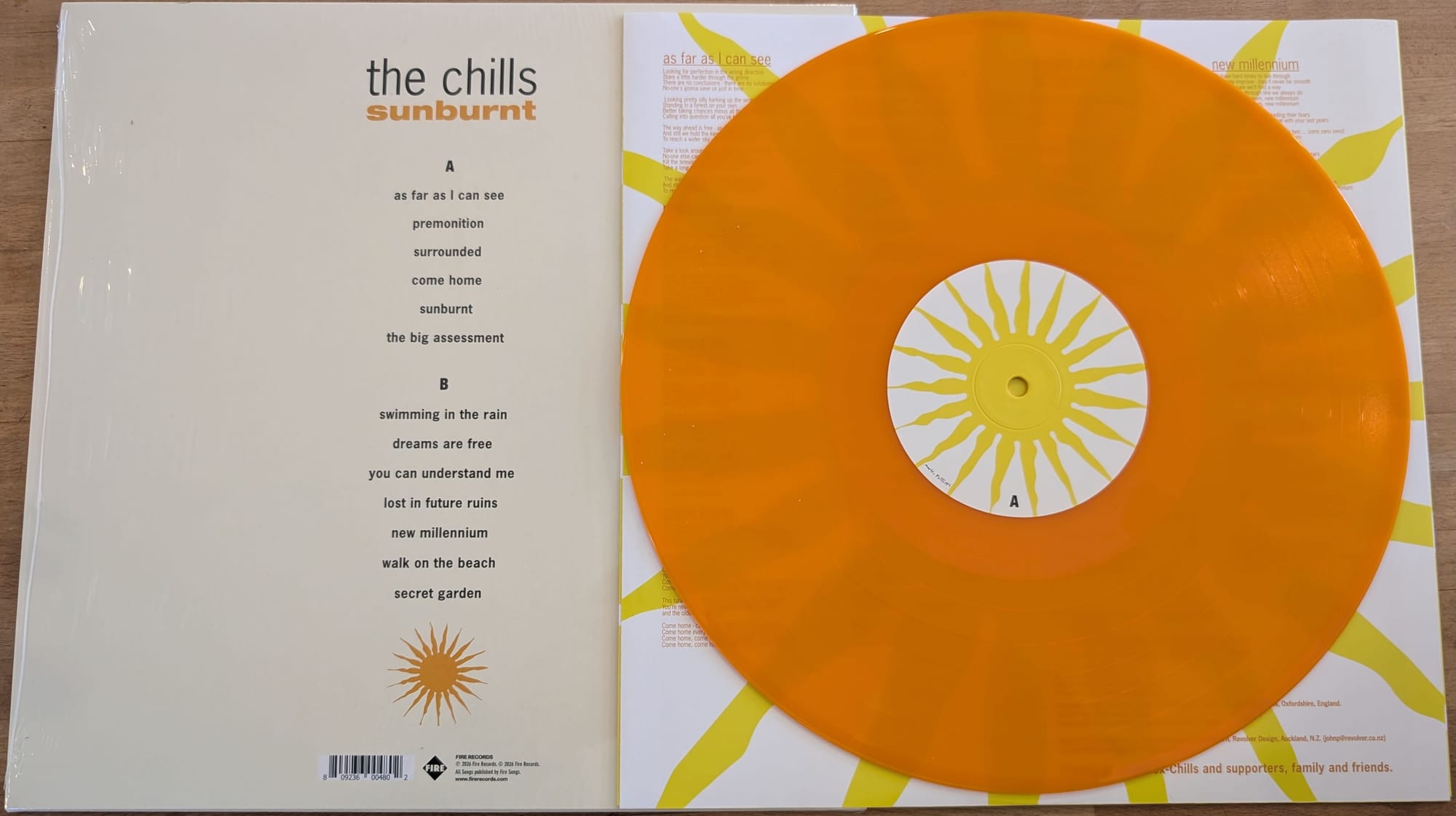 Back cover, inner sleeve, and disc for the Chills.