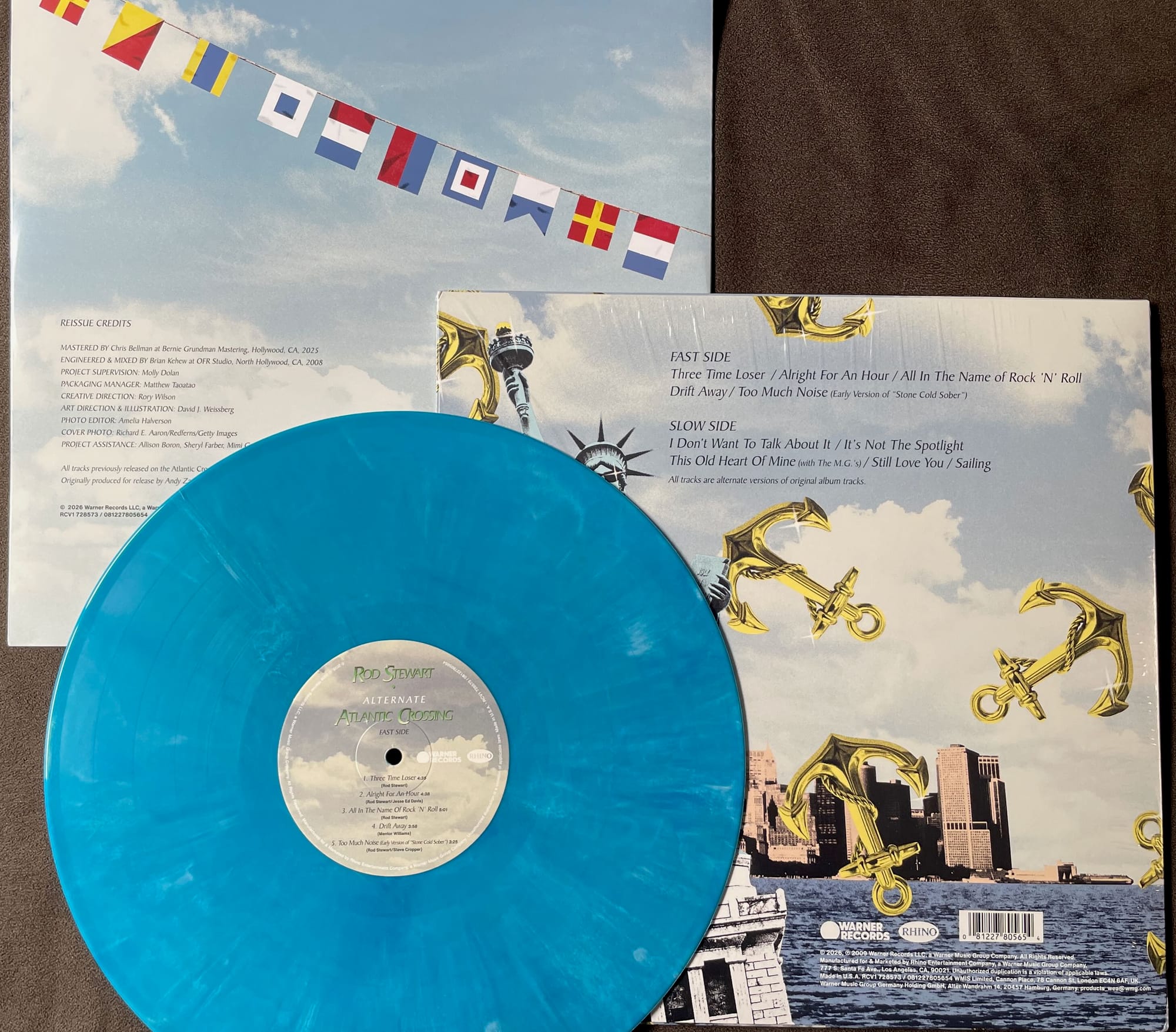 Back cover, inner sleeve, and disc for Rod Stewart.