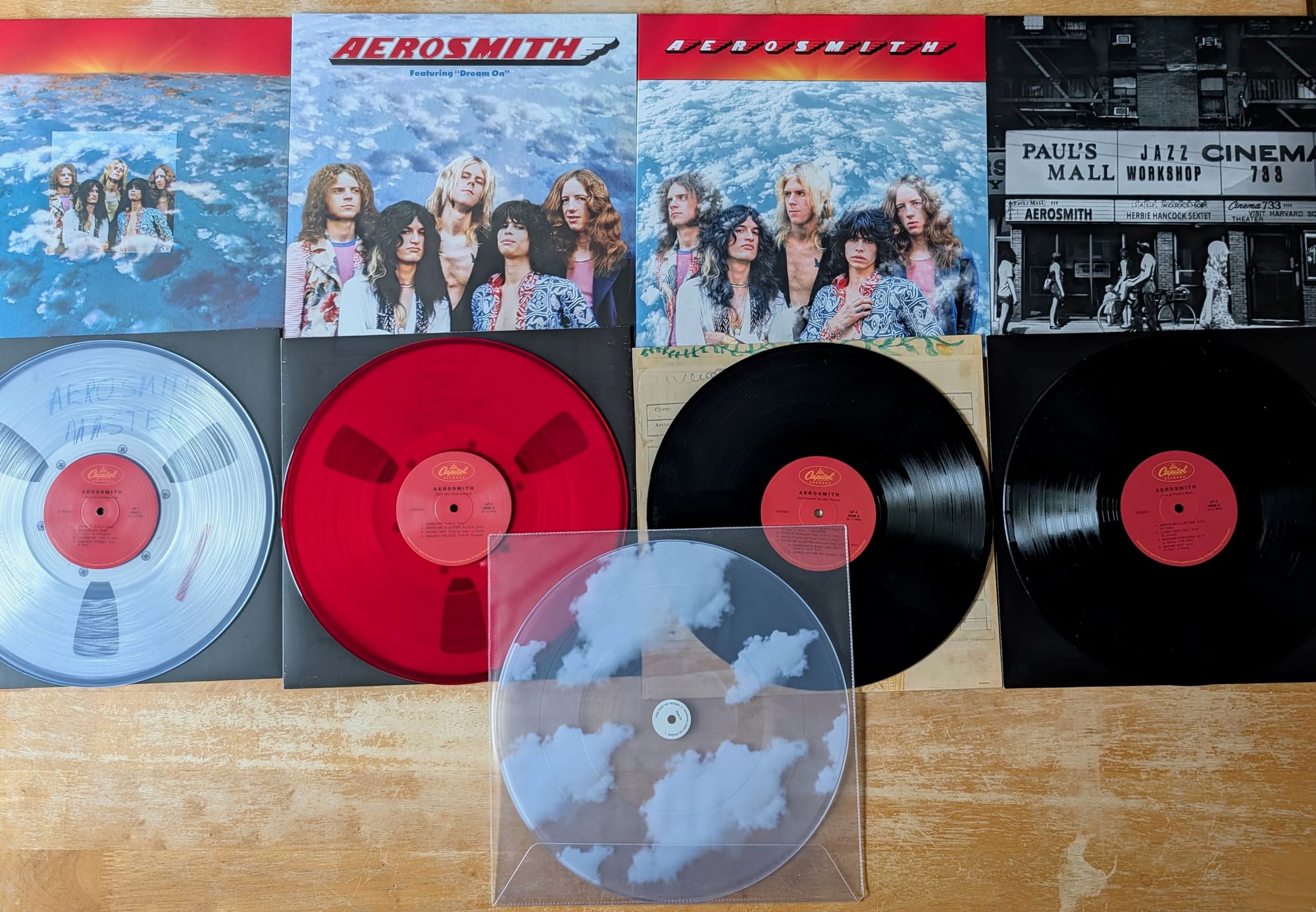 LP jackets and discs for Aerosmith.