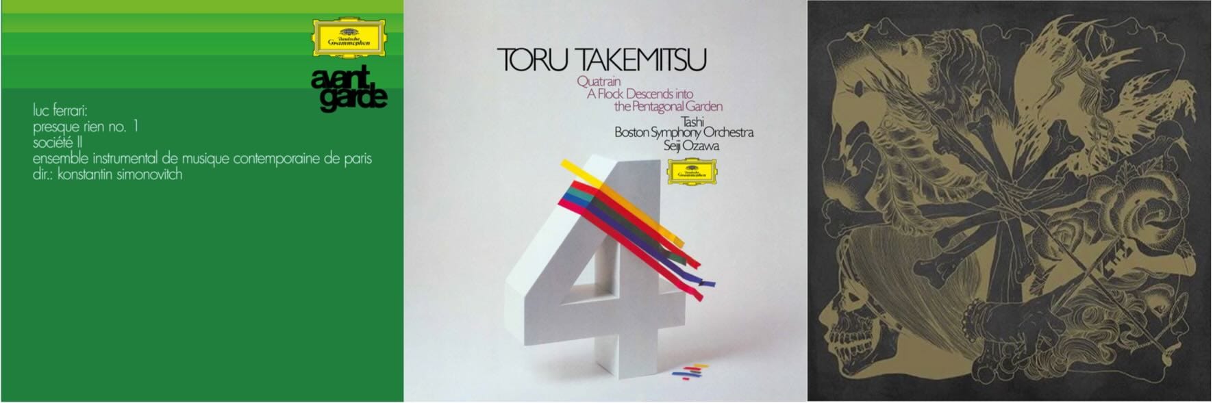 Cover art for Luc Ferrari, Toru Takemitsu, and Cancer Bats.