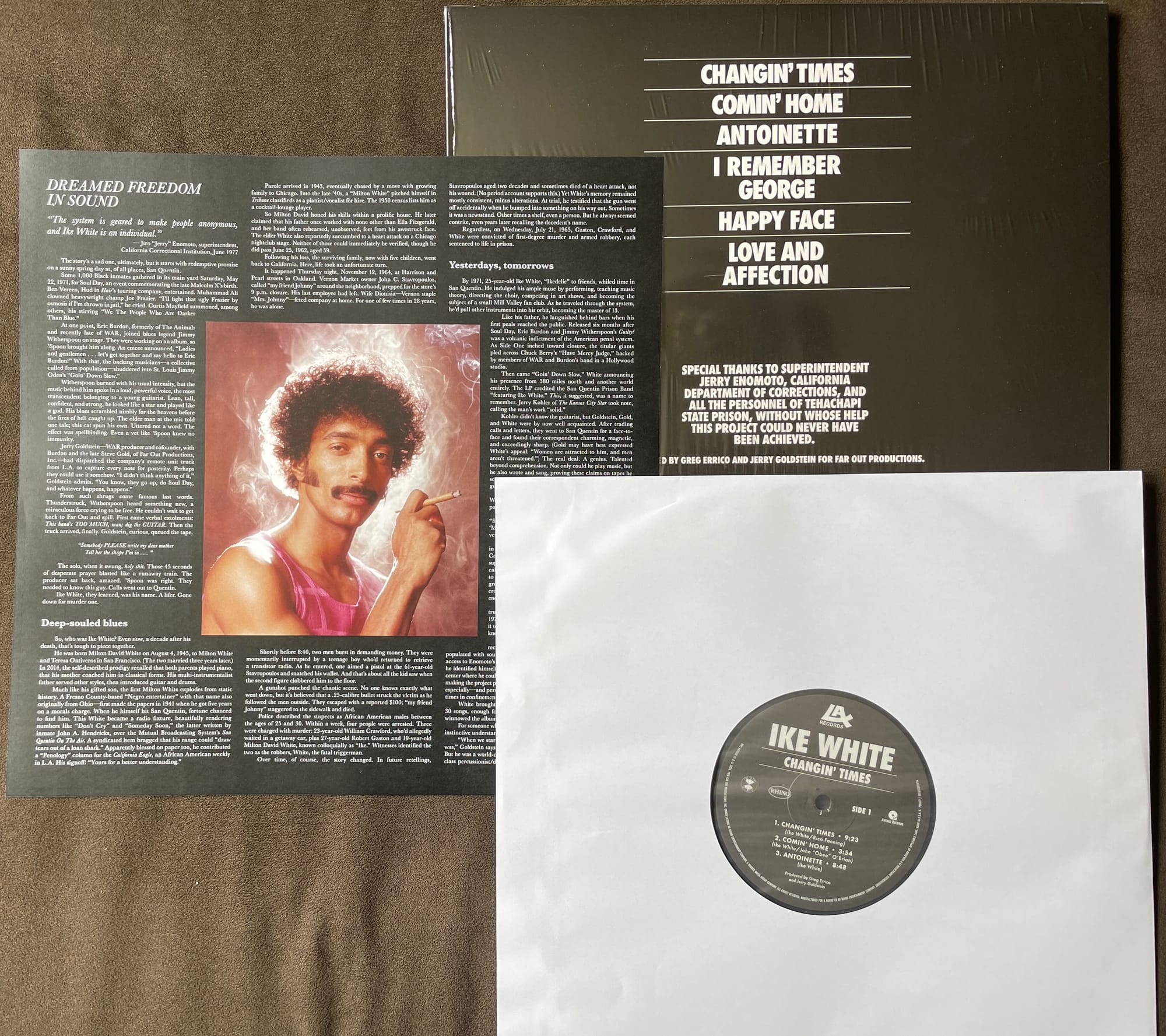 Back cover, insert, and disc for Ike White.