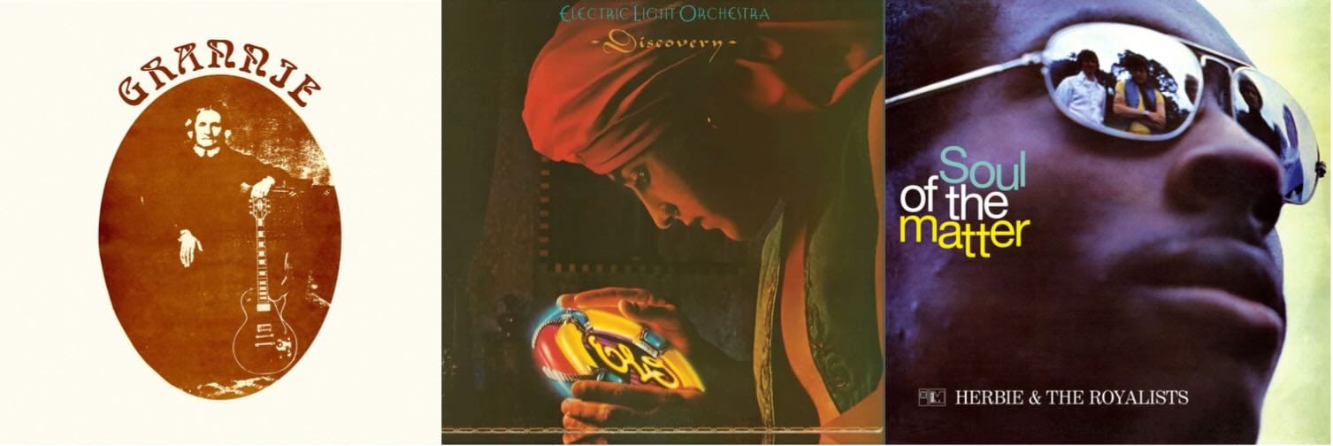 Cover art for Grannie, Electric Light Orchestra, and Herbie & The Royalists.