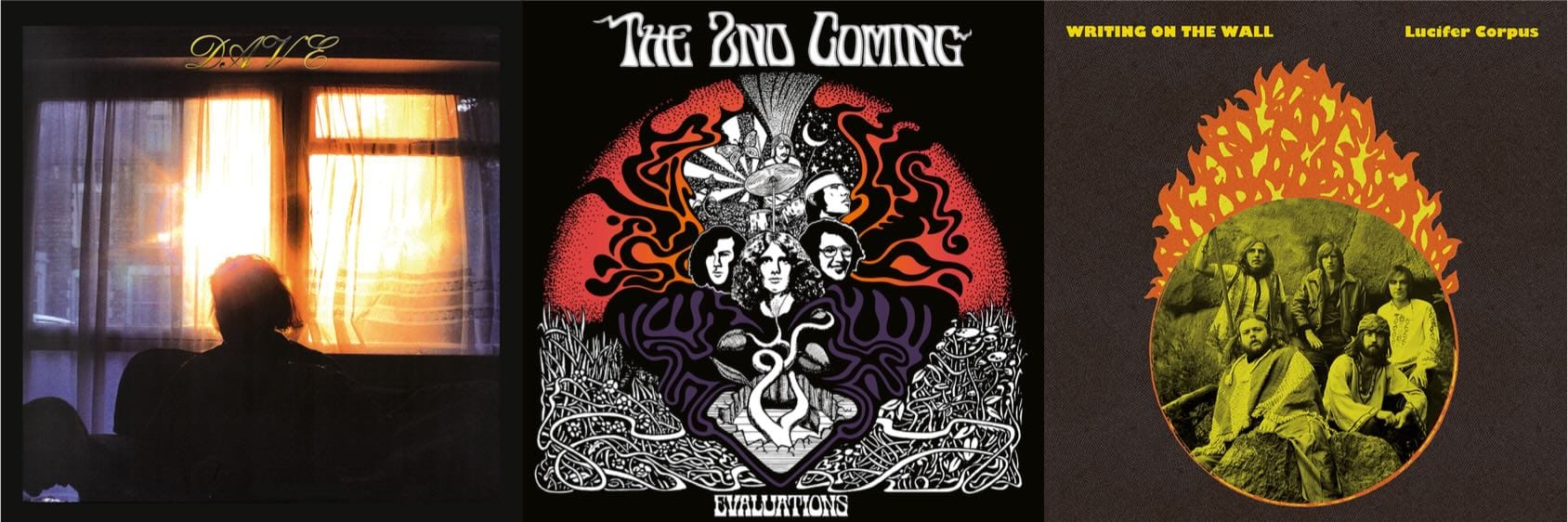 Cover art for Dave, the 2nd Coming, and Writing on the Wall.