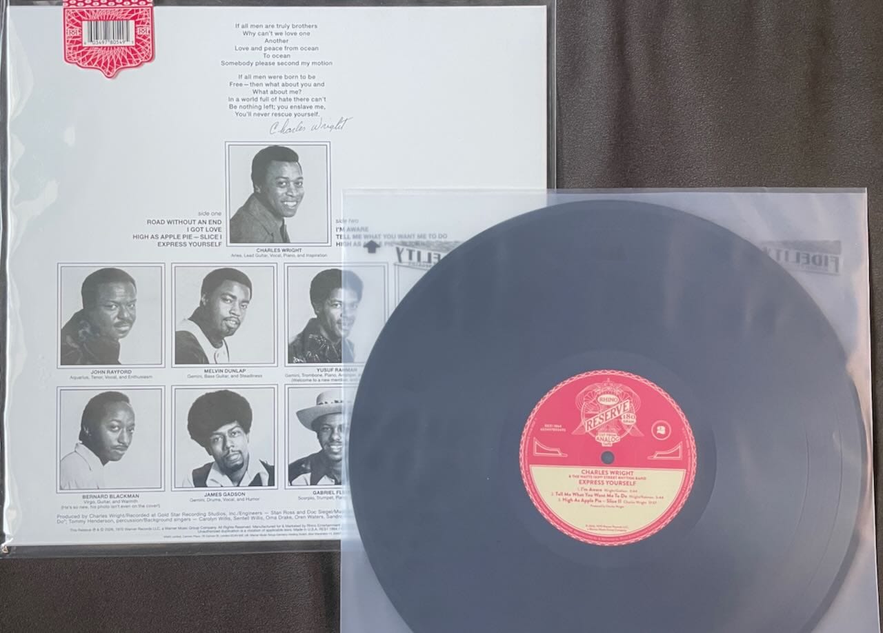 Back cover and disc for Charles Wright & The Watts 103rd Street Rhythm Band.