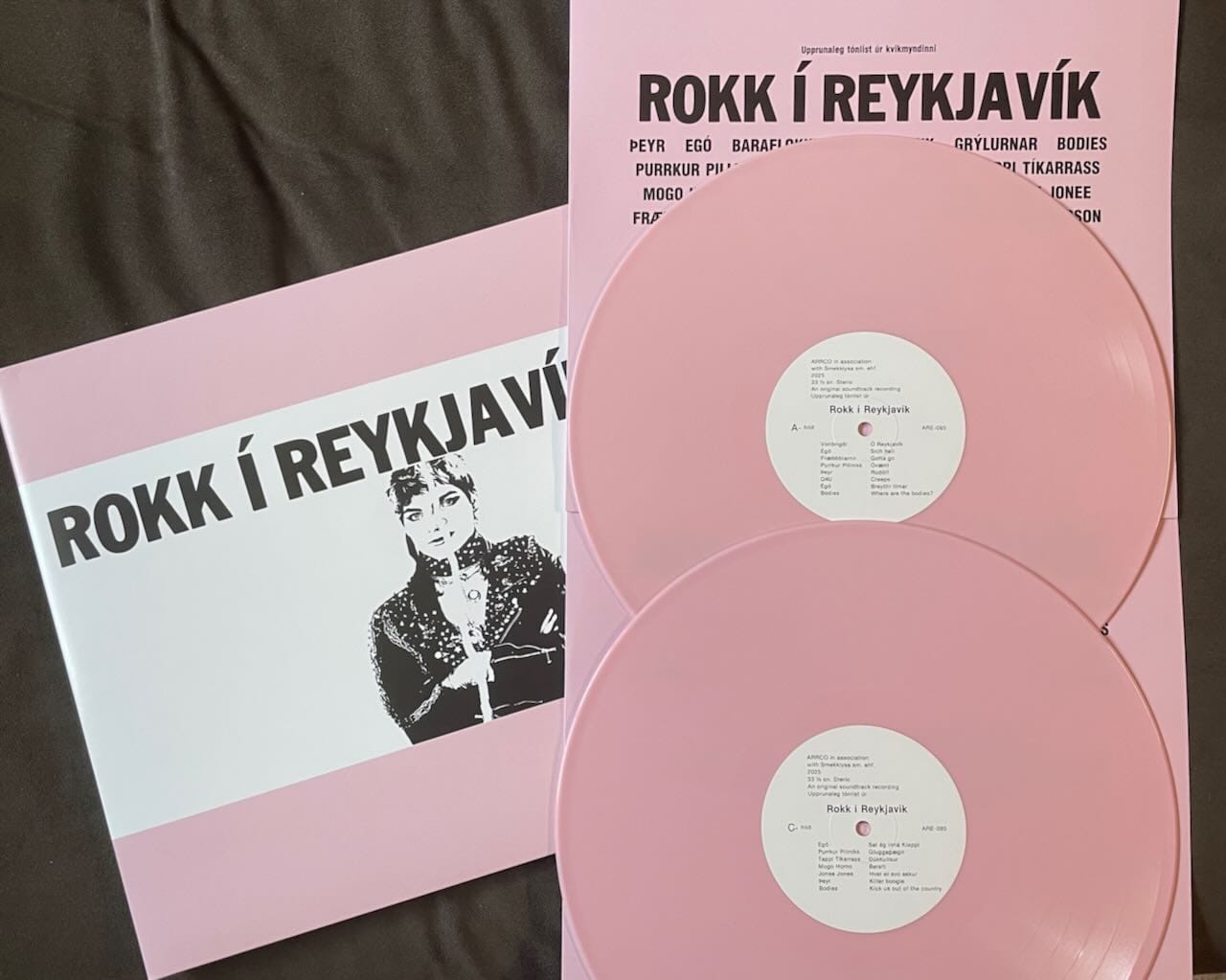 Jacket, inner sleeves, and discs for Rokk Í Reykjavík.