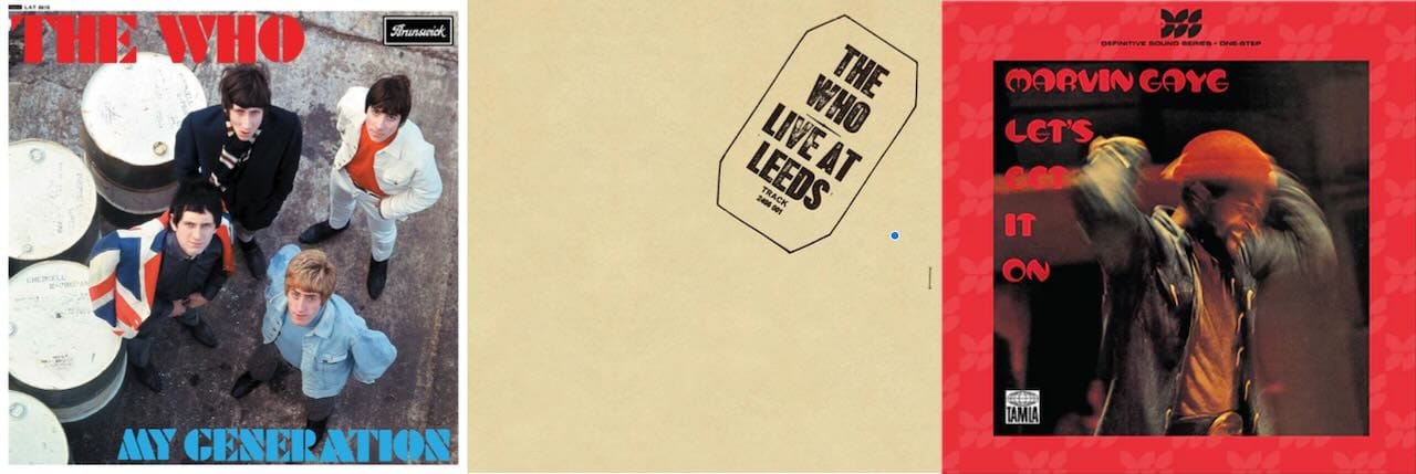 Cover art for the Who and Marvin Gaye.