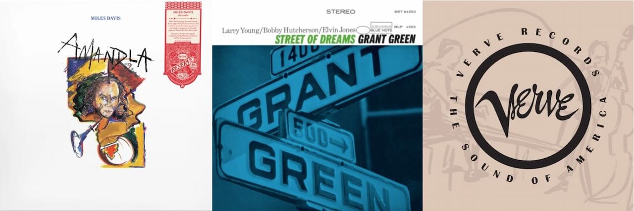 Cover art for Miles Davis, Grant Green, and Verve Records.