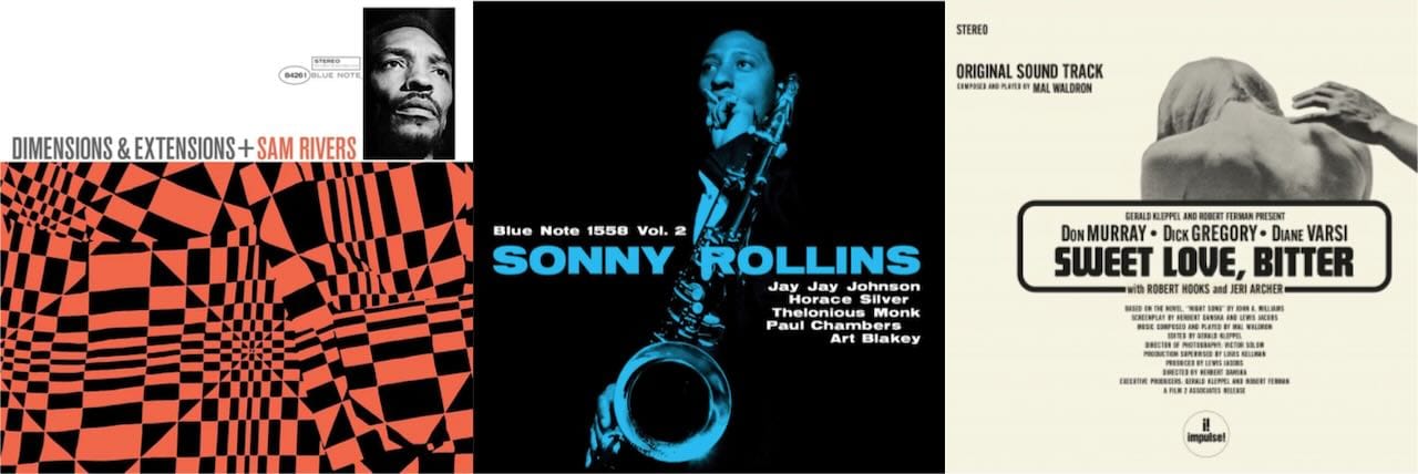 Cover art for Sam Rivers, Sonny Rollins, and Mal Waldron.