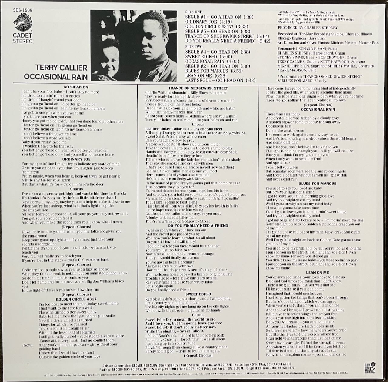 Back cover of Terry Callier.