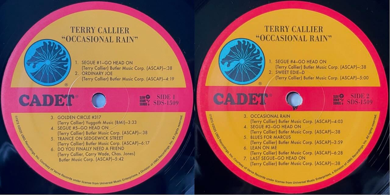 Side 1 and Side 2 labels from Terry Callier.