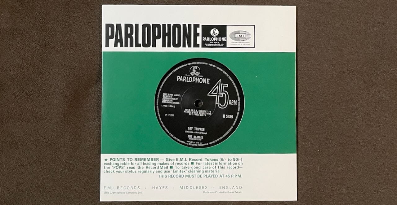 The 7-inch single of "Day Tripper" and "We Can Work It Out."