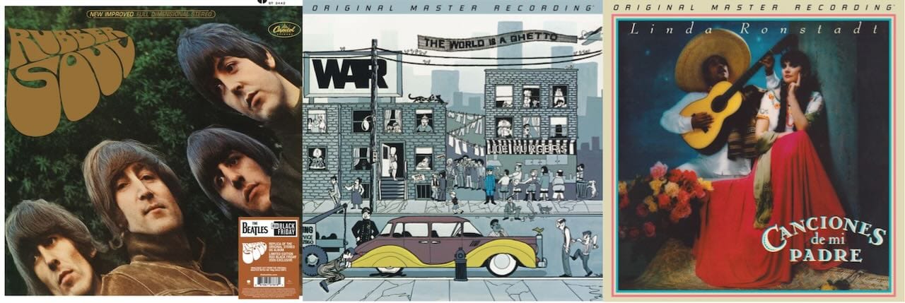 Cover art for the Beatles, War, and Linda Ronstadt.