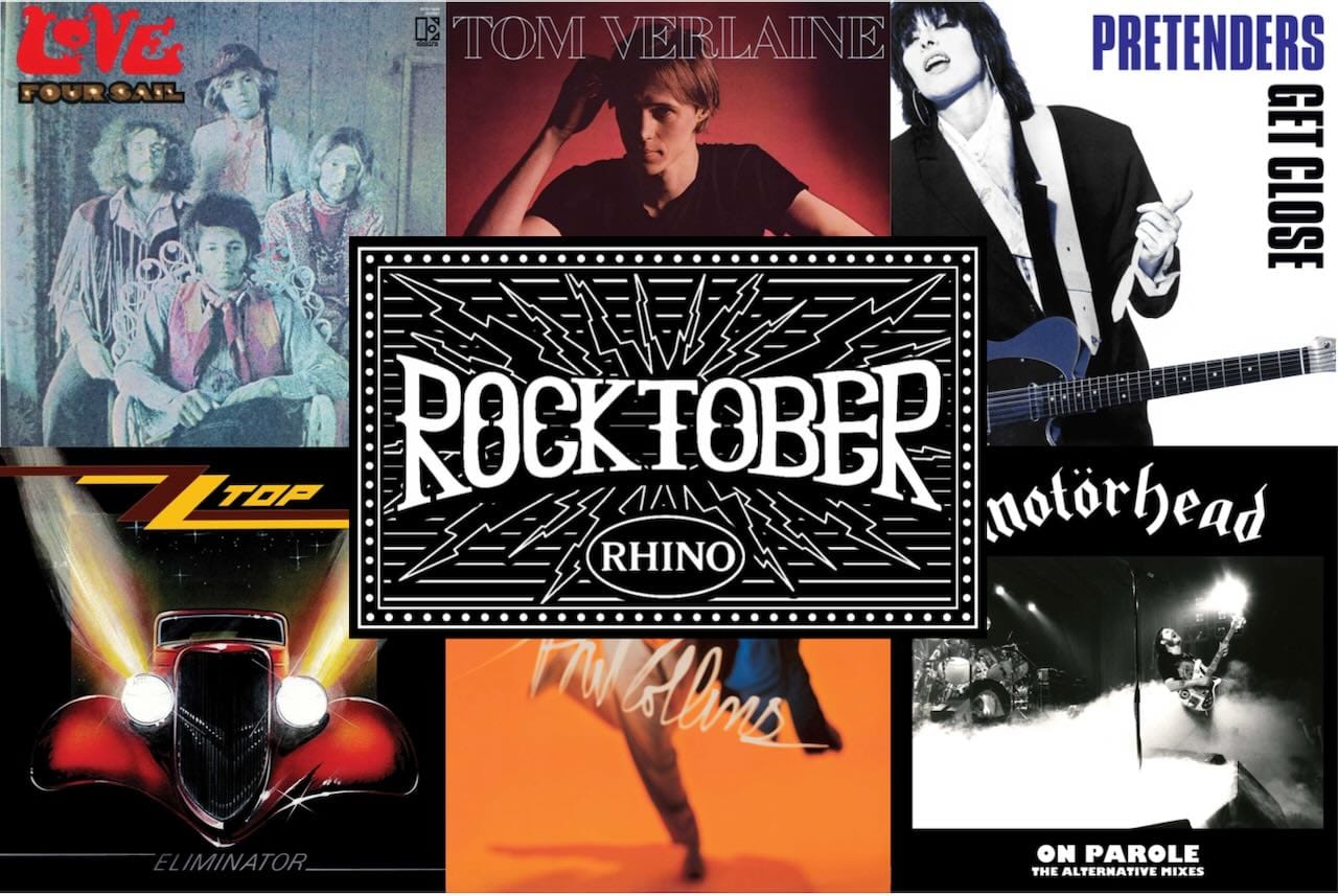 Cover art for Love, Tom Verlaine, Pretenders, ZZ Top, Phil Collins, and Motörhead.