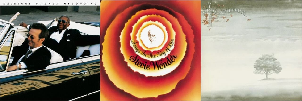 Cover art for B.B. King & Eric Clapton, Stevie Wonder, and Genesis.