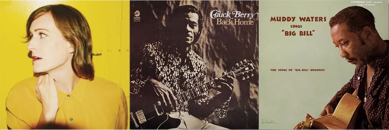 Cover art for Laura Gibson, Chuck Berry, and Muddy Waters.