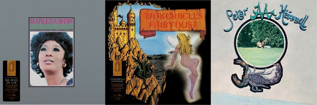 Cover art for Marlena Shaw, Tinkersbells Fairydust, and Peter Hammill.