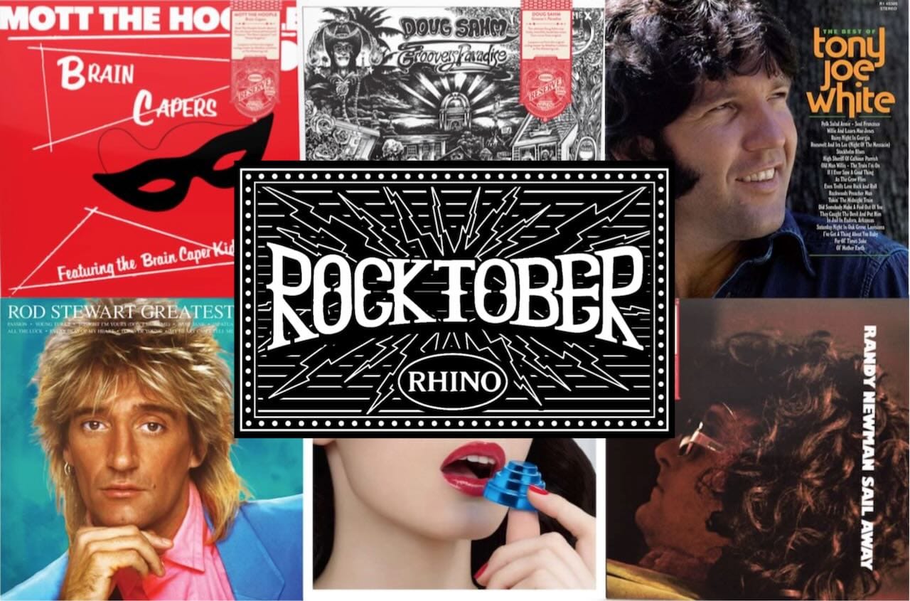 Cover art for Mott the Hoople, Doug Sahm, Tony Joe White, Rod Stewart, Devo, and Randy Newman.