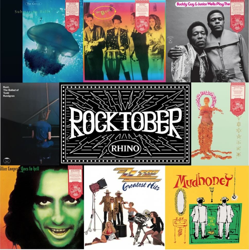 Cover art for the Chills, the B-52's, Buddy Guy & Junior Wells, Todd Rundgren, Porno for Pyros, Alice Cooper, ZZ Top, and Mudhoney.