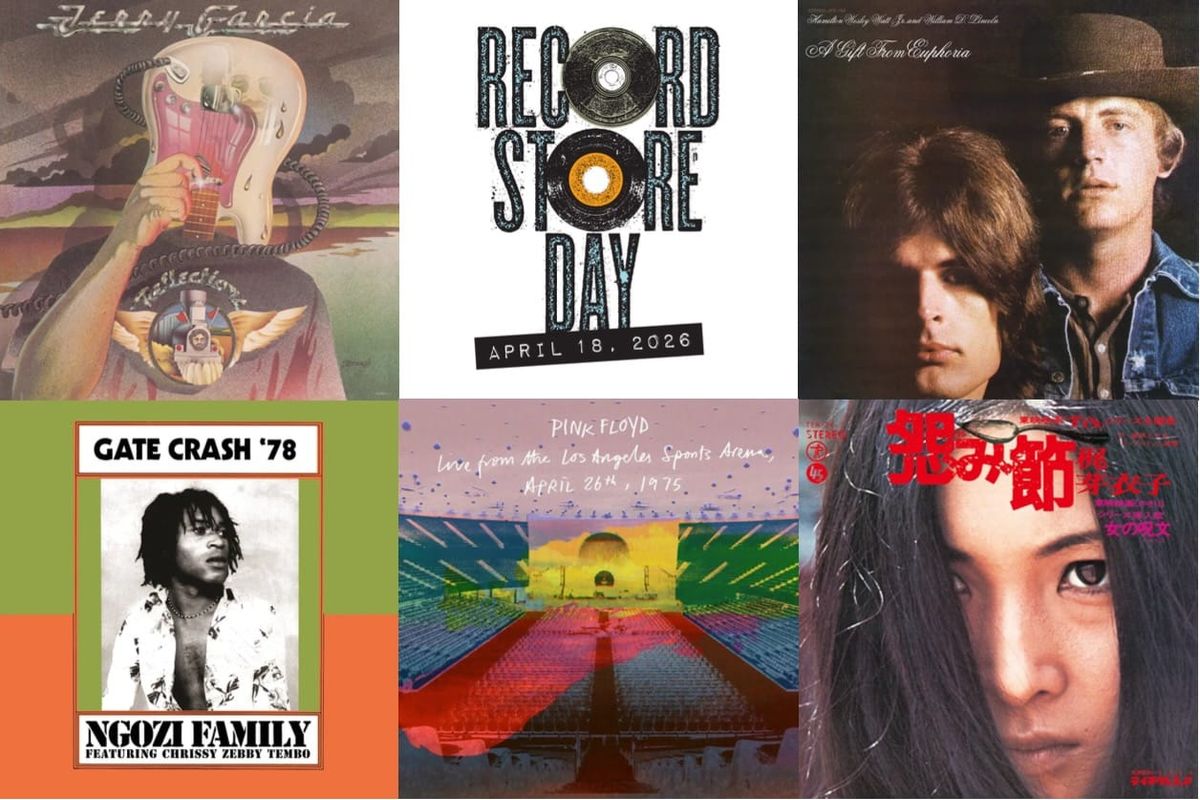 Cover art for Jerry Garcia, Euphoria, Ngozi Family, Pink Floyd, and Meiko Kaji.