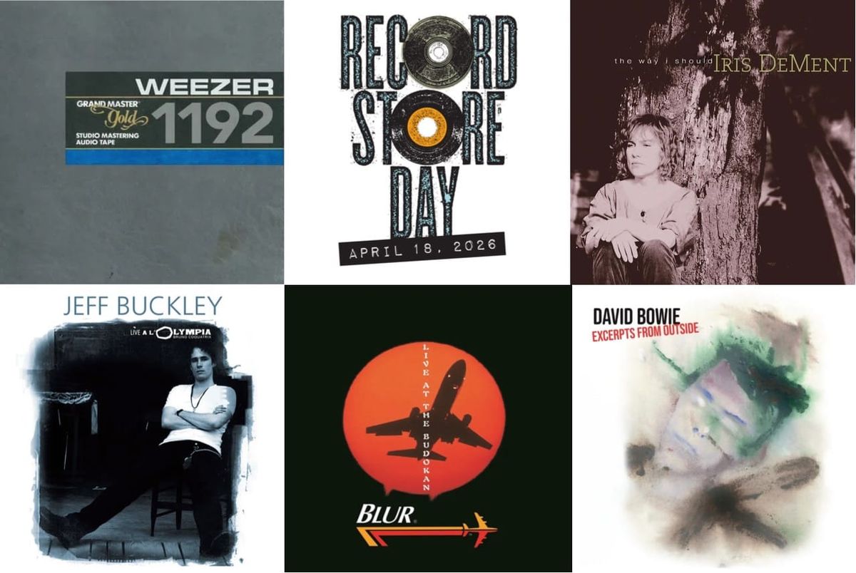 Cover art for Weezer, Iris DeMent, Jeff Buckley, Blur, and David Bowie.