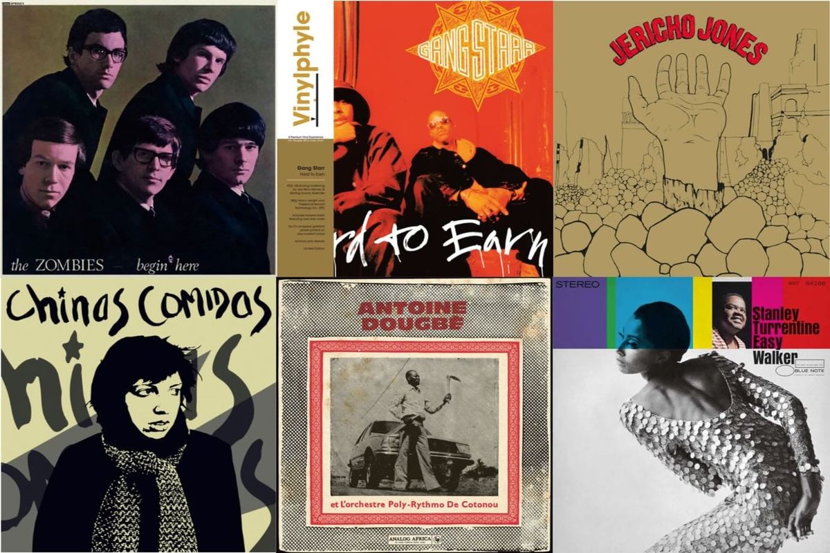 Cover art for the Zombies, Gang Starr, Jericho Jones, Chinas Comias, Antoine Dougbé, and Stanley Turrentine.