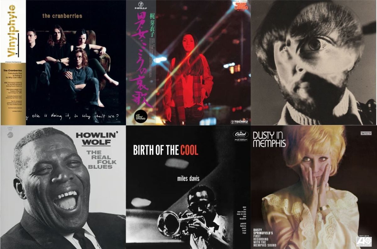 Cover art for the Cranberries, Meiko Kaji, Ted Lucas, Howlin' Wolf, Miles Davis, and Dusty Springfield.