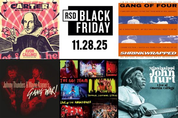 Album cover art for Carter the Unstoppable Sex Machine, Gang of Four, Gang War, the Go! Team, and Mississippi John Hurt.