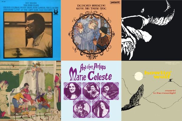 Album cover art for Roy Brooks, Duncan Browne, Danzig, Animal Collective, Marie Celeste, and Howlin' Wolf.