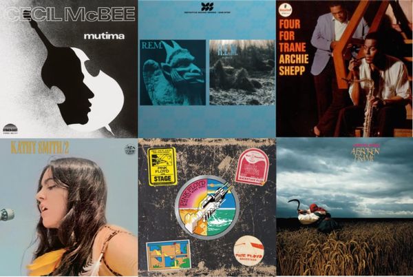 Cover art for Cecil McBee, R.E.M., Archie Shepp, Kathy Smith, Pink Floyd, and Depeche Mode.