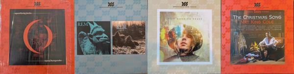 Cover art for A Perfect Circle, R.E.M., Beck, and Nat King Cole.