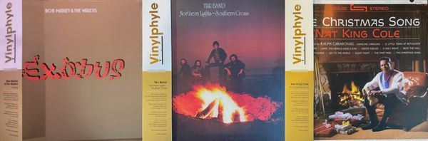 Cover art for Bob Marley, The Band, and Nat King Cole.