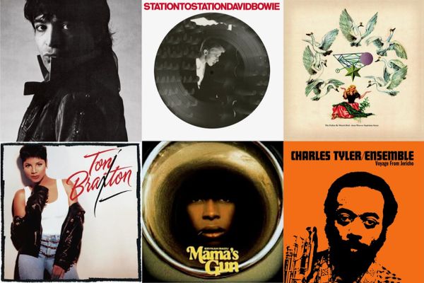 Cover art for Alan Vega, David Bowie, Jane Weaver, Toni Braxton, Erykah Badu, and Charles Tyler.