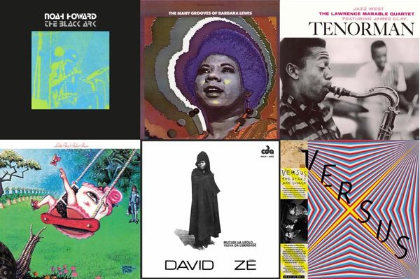 Cover art for Noah Howard, Barbara Lewis, the Lawrence Marable Quartet, Little Feat, David Zé, and Versus.