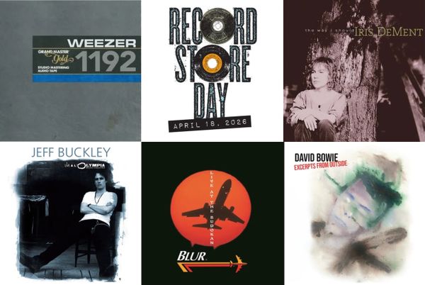 Cover art for Weezer, Iris DeMent, Jeff Buckley, Blur, and David Bowie.