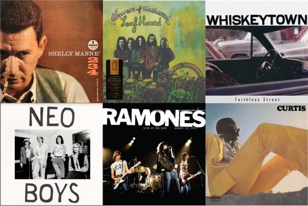 Cover art for Shelly Manne, Leaf Hound, Whiskeytown, Neo Boys, Ramones, and Curtis Mayfield.