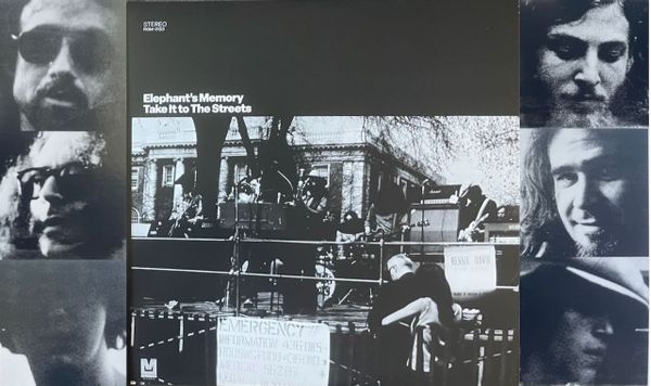 Cover art for Elephant's Memory and band headshots from album's back cover.
